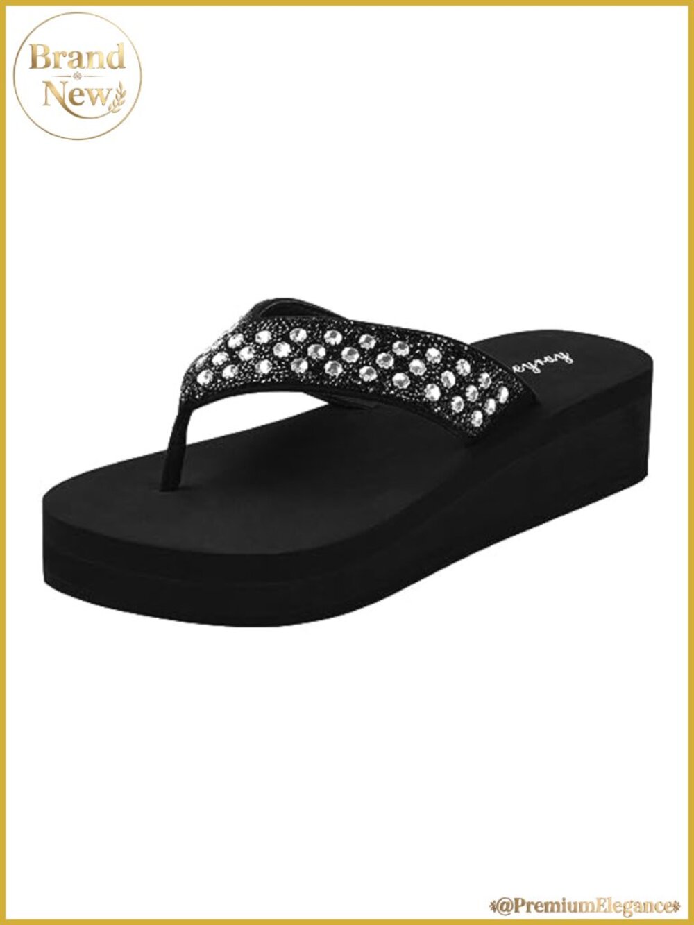 Rhinestone Wedge Flip Flops EVA Foam Memory Cushioned Sandals